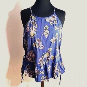 Copper Key Top with Spaghetti Straps, Blue, Pink, White Designs, Size XL